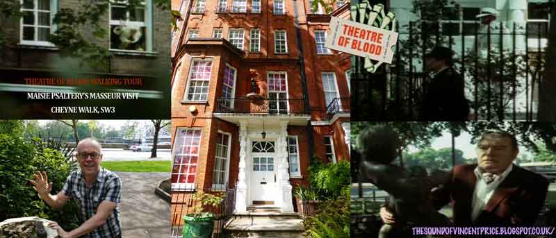 Theatre of Blood Locations in Chelsea Peter Fuller's Theatre of Blood montage of Cheyne Walk, Chelsea filming locations - then and now. Photos courtesy of The Sounds of Vincent Price