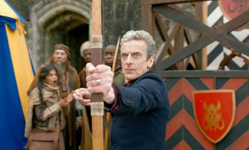 The Doctor (Peter Capaldi) shows off some impressive archery skills in the episode 'Robot of Sherwood' The Doctor (Peter Capaldi) shows off some impressive archery skills in the episode 'Robot of Sherwood'