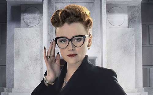 Keeley Hawes as Ms Delphox Keeley Hawes as Ms Delphox in the Doctor Who episode 'Time Heist'