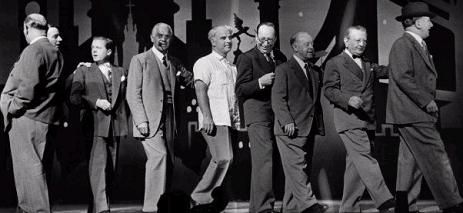 Boris Karloff rehearses at the London Palladium with Richard Attenborough