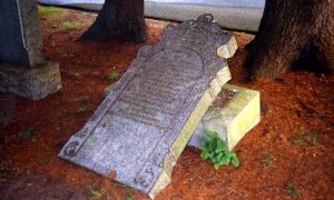 The broken grave in Dumbarton Cemetery, Scotland, which caused me dismay.