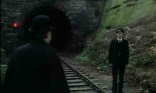 A scene from the television adaptation of The Signalman by Charles Dickens