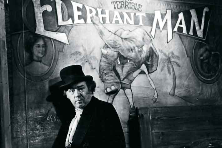 Freddie Jones as a cynical showman in The Elephant Man, the dramatised life of Joseph Merrick