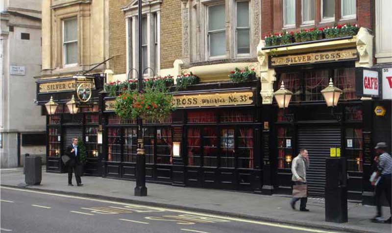 The Haunted Silver Cross in Whitehall, a haunted central London pub