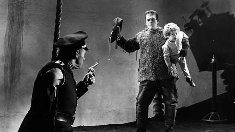 Lionel Atwill faces off against Boris Karloff in Son of Frankenstein 1939