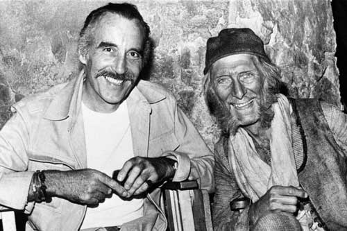 Christopher Lee and his good friend Peter Cushing in Arabian Adventure