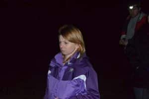 Barbara Lowe during an paranormal investigation in Epping Forest, Essex.
