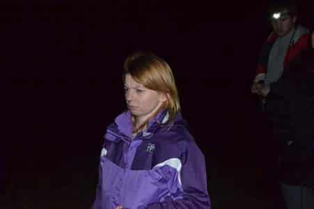 Barbara Lowe during an paranormal investigation in Epping Forest, Essex.