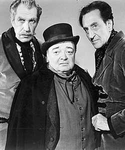 Basil Rathbone with Vincent Price and Peter Lorre in Tales of Terror