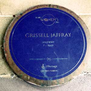A plaque to Grissel Jaffray in Dundee, Scotland