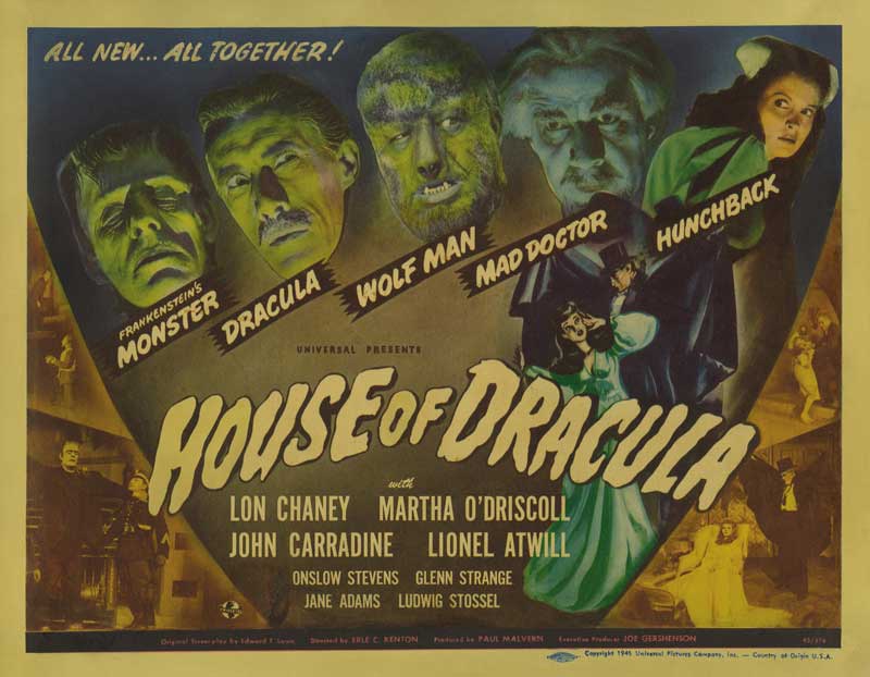 House of Dracula 1945 Universal Lon Chaney John Carradine horror movie magazine 