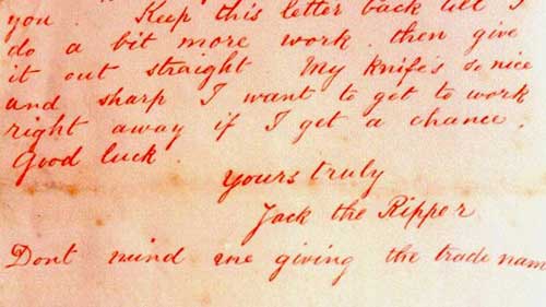 The letter, known as the 'Dear Boss' Letter from Jack the Ripper