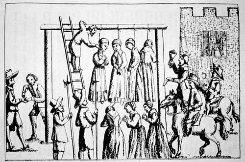 The Pendle Witches hanged at Lancaster Castle.