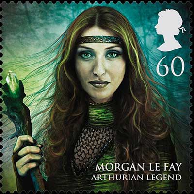 In 2011, Royal Mail released a series of postage stamps with legendary characters from magical realms, including Arthurian legend Morgan Le Fay