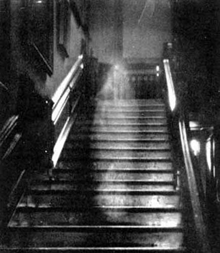 A photograph taken by Captain Hubert C. Provand, supposedly of the Brown Lady of Raynham Hall, first published in Countrylife magazine in 1936.
