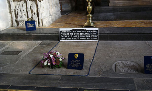 The grave of William Shakepeare at Holy Trinity in Stratford Upon Avon.