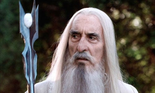 Christopher Lee as Saruman in the Lord of the Rings Trilogy