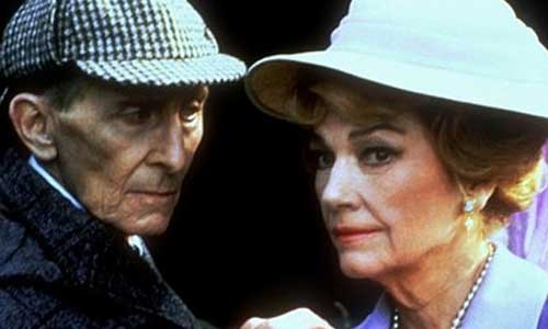 Anne Baxter with Peter Cushing in Sherlock Holmes and the Masks of Death