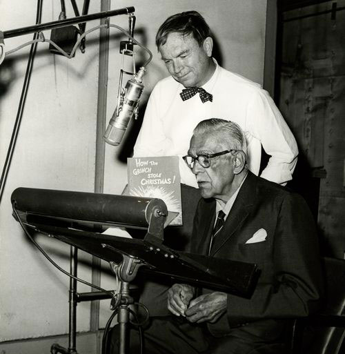 Boris Karloff and Chuck Jones recording How the Grinch Stole Christmas