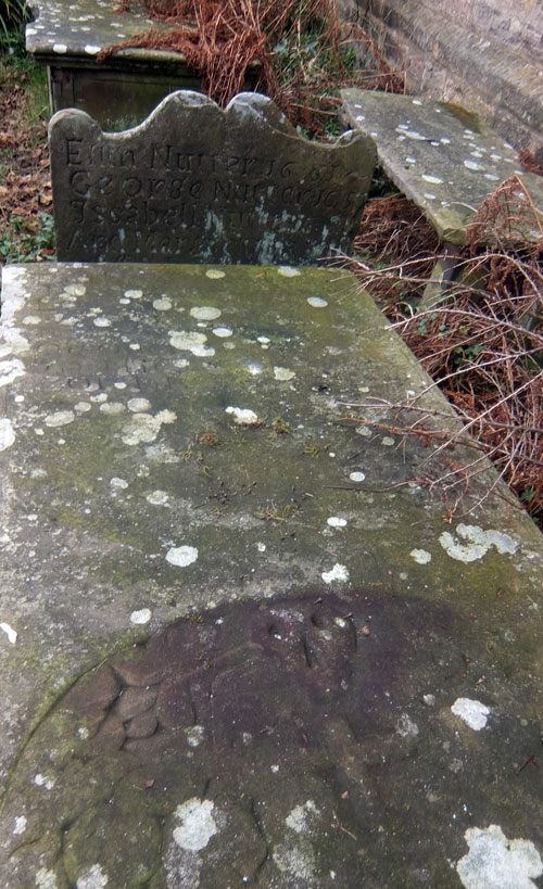 Nutter family grave in St Mary's Churchyard in Newchurch where Pendle Witch Alice Nutter may have been buried...