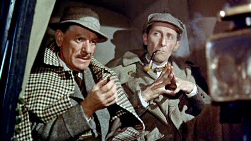 Andrew Morrell and Peter Cushing in The Hound of the Baskervilles 1959.