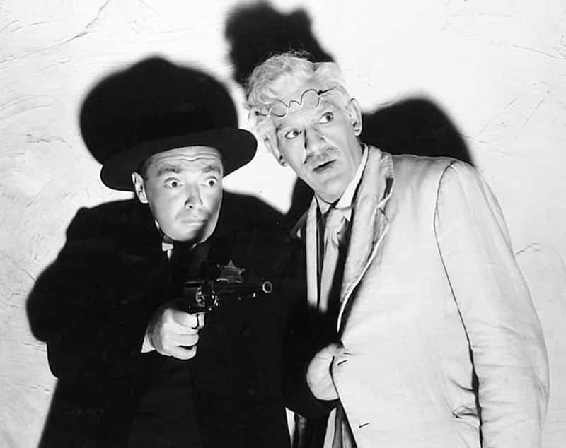 Peter Lorre and Boris Karloff in a publicity pose for The Boogie Man Will Get You (1942)