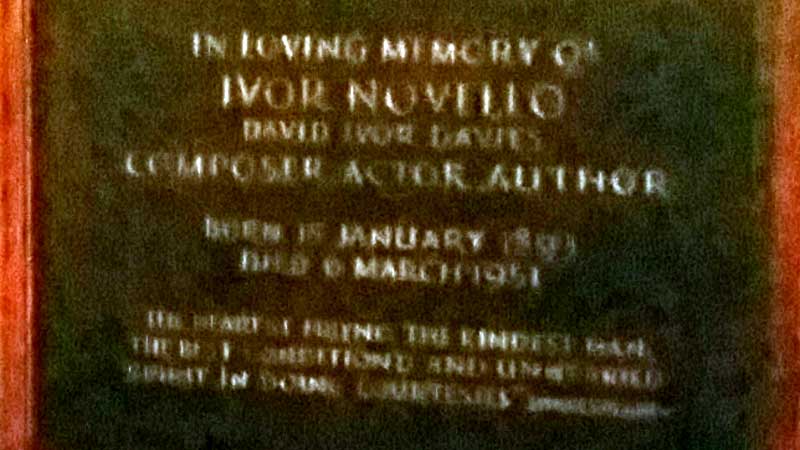 7 Horror stars Memorialised in Actors Church in Covent Garden 1 Ivor Norvello, Actors Church