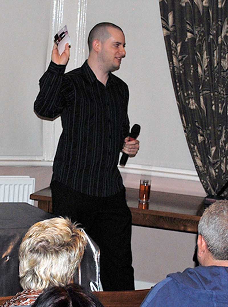 Andy Chaplin performs a psychic reading 