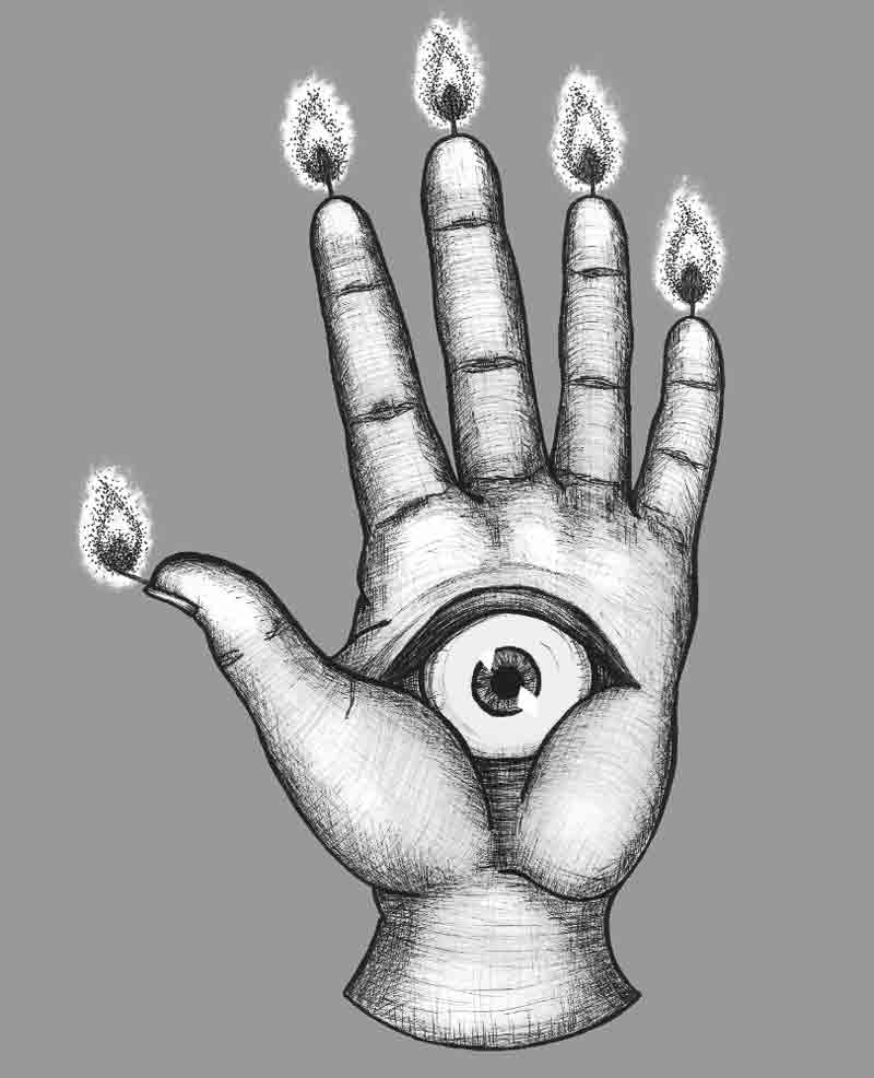 The Hand of Glory as a candle