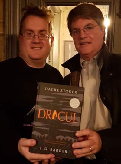 Spooky Isles founder and editor David Saunderson and Dracul author Dacre Stoker, at the London launch