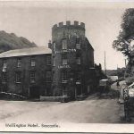 Old Postcard showing the Wellington Hotel in Wellington Hotel Boscastle, Cornwall