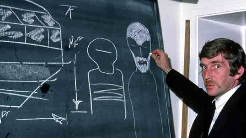 Alan Godfrey and the Yorkshire Alien Abduction 1 Alan Godfrey with a drawing of the craft he claims to have seen in 1980.