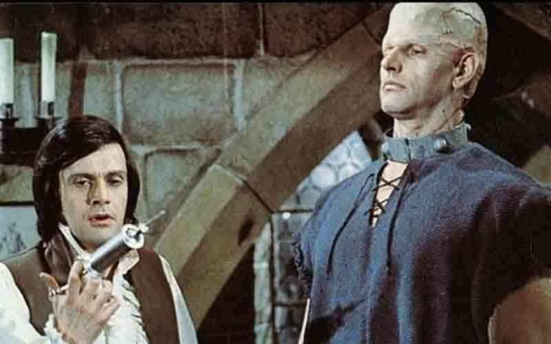 Dave Prowse appearing alongside Ralph Bates in The Horror of Frankenstein (1970).