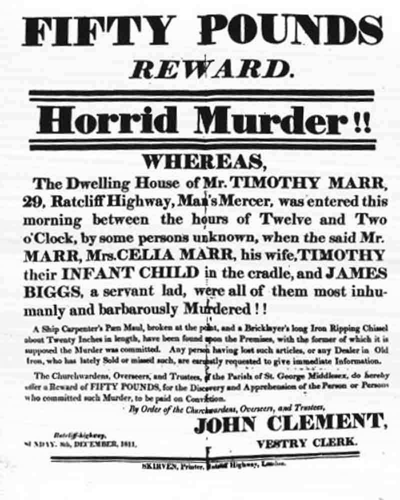 Ratcliff Highway Murders wanted poster