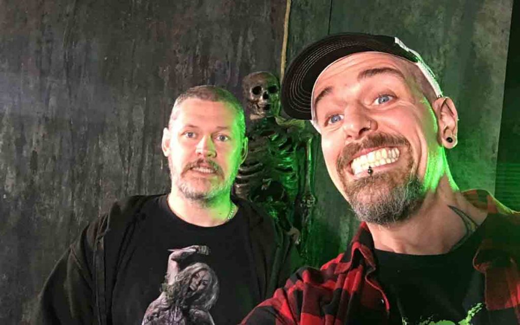 Rick Jones, from Horrify Me,  seen here with Dan Brownlie, is one of the many people who make up the British scare attraction scene, documented in Dan's film, UK Haunters.