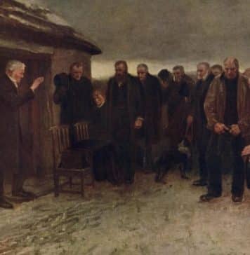 A Highland Funeral by Sir James Guthrie, 1883.