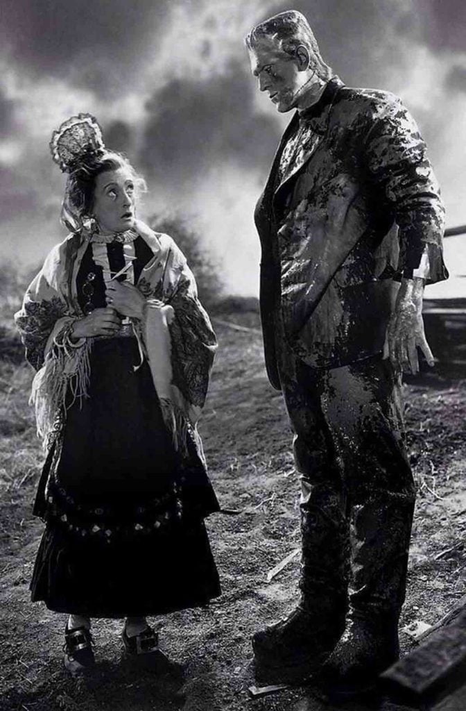 Una O'Connor faces up against the Monster (Boris Karloff) in Bride of Frankenstein (1935).