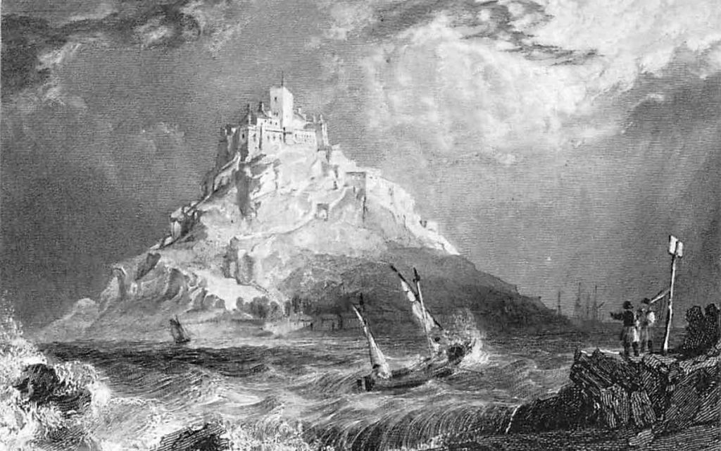 St Michael's Mount, engraved by W. Le Petit, from a drawing by Thomas Allom, 1831.
