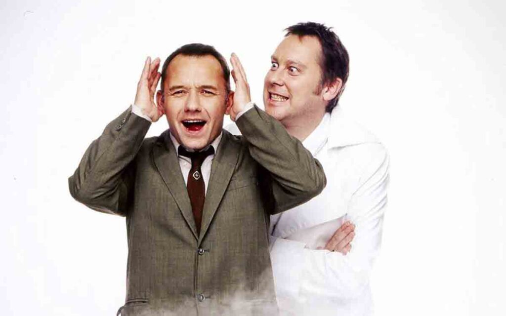 Bob Mortimer and Vic Reeves in Randall and Hopkirk (Deceased) 2000