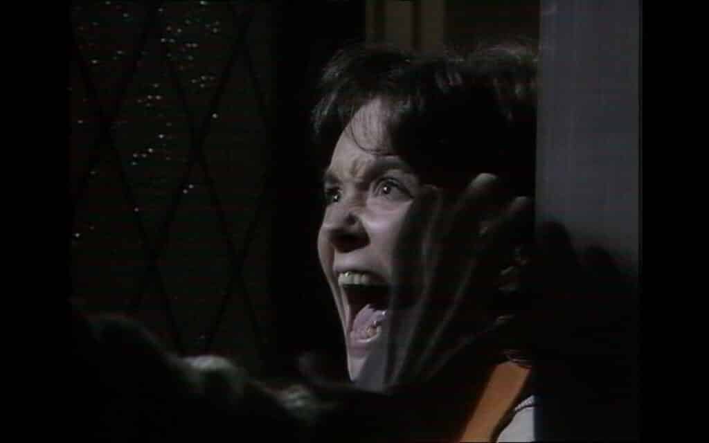 Pamela Franklin under threat in the Thriller episode, Screamer (1975)