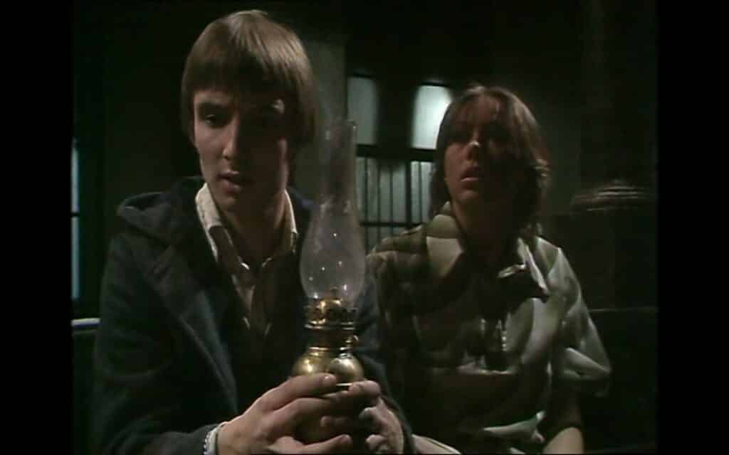 The lamplight fades for Paul Henley and Jenny Agutter, in Shadows: The Waiting Room (1975)