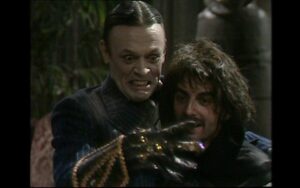 Russell Hunter (as Mr. Stabs) and Kenneth Caswell (as Luko) in Sahdows: Dutch Schlitz's Shoes (1975)