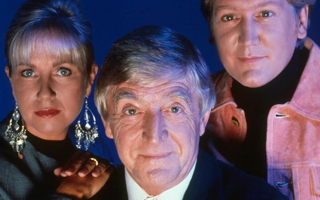 Sarah Greene, Michael Parkinson and Mike Smith, from 1992's Ghostwatch