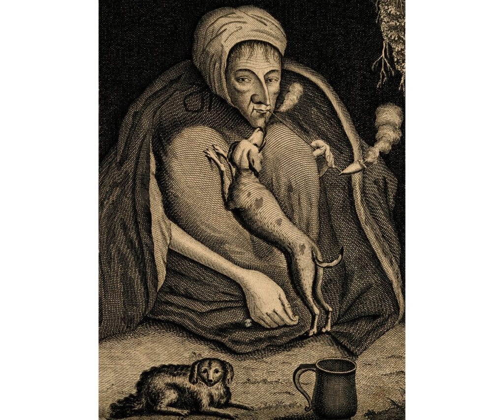 An early etching of Margaret Finch, aka The Gypsy Queen of Norwood