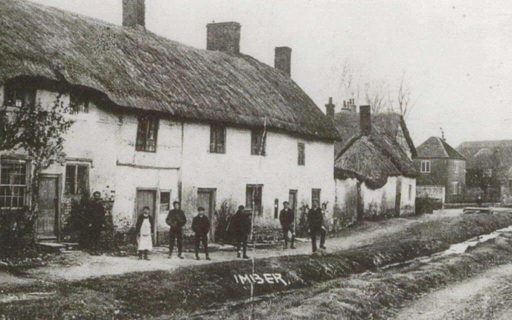 The main street of Imber in 1910. It was abandoned by military order during World War 2. 