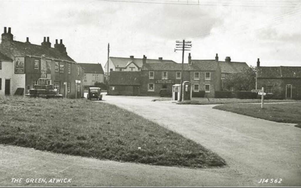 Historical image showing The Green at Atwick in East Yorkshire