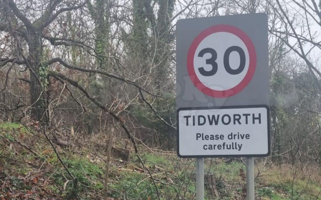 A sign leading into Tidworth, the current name of the village of Tedworth, which was once plagued by a Demon Drummer! 