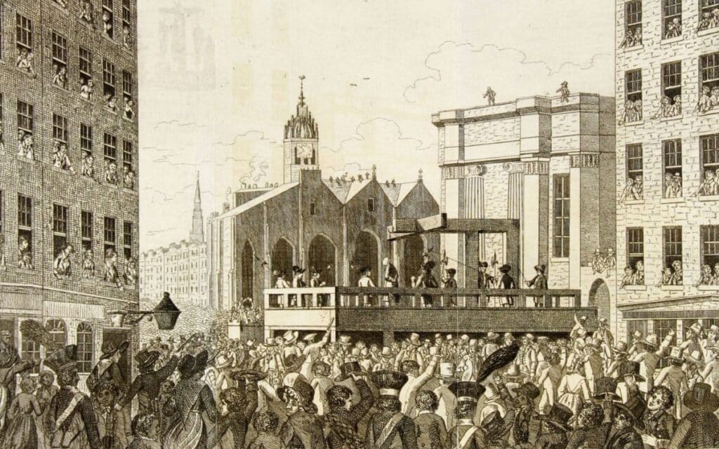 A picture depicting the execution of William Burke