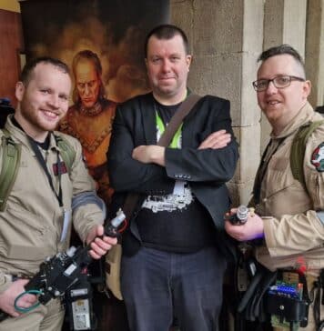 Dr Ciarán O’Keeffe pictured with some fellow paranormal enthusiasts at Ireland's Day of the Unexplained in Wexford on 18 February 2023.