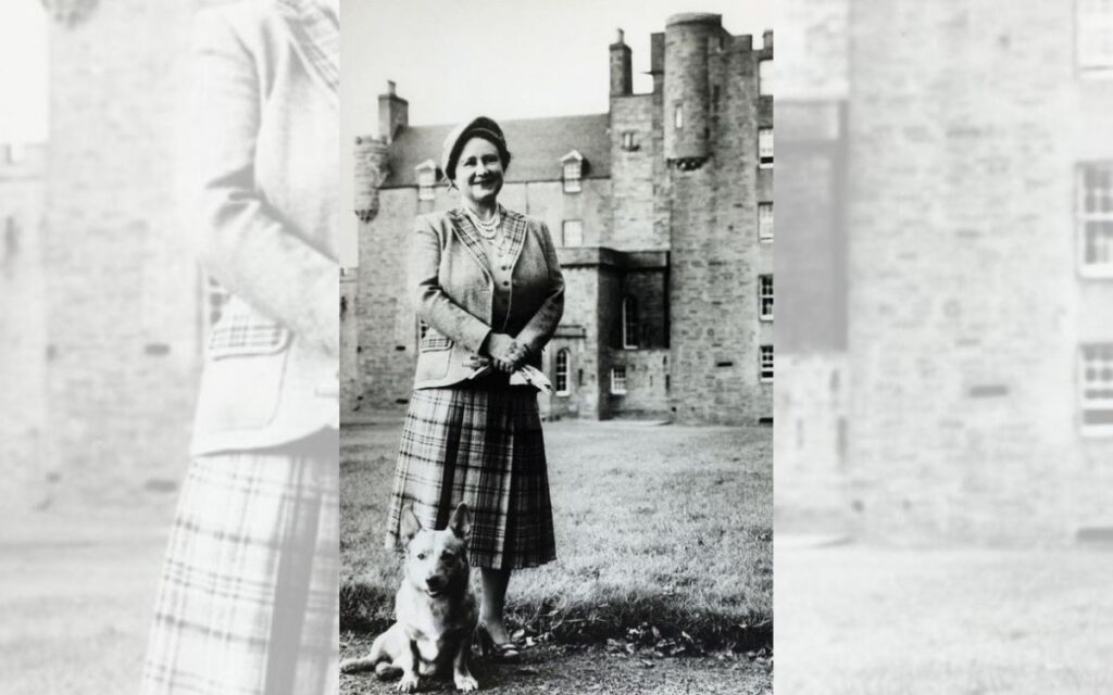 A photograph of the Queen Mother at Castle of Mey in Caithness, Scotland.